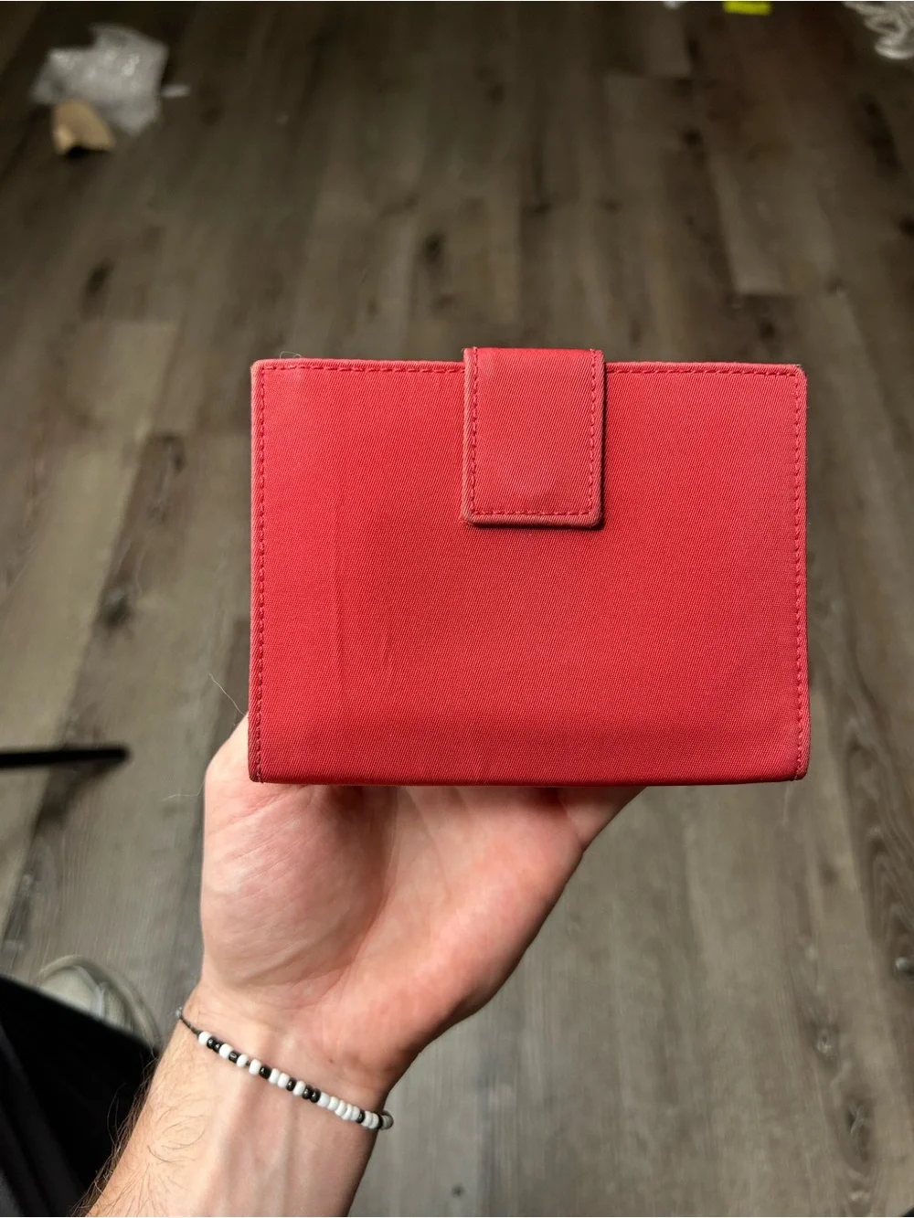Prada Red Saffiano Trifold Wallet with Triangle Logo - Picture 2 of 7